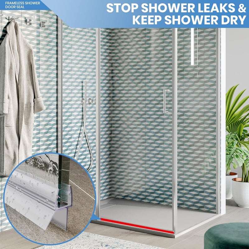 PHMUNY 2 Pack Glass Door Silicone Seal Strip 36 Inch Shower Door Bottom Seal Sweep-Suitable for 3/8 Inch Glass-Stop Shower Leaks Frameless Shower Door Seal Strip - Image 4